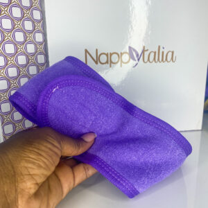 Purple sweat absorbing hair band for curly and Afro hair